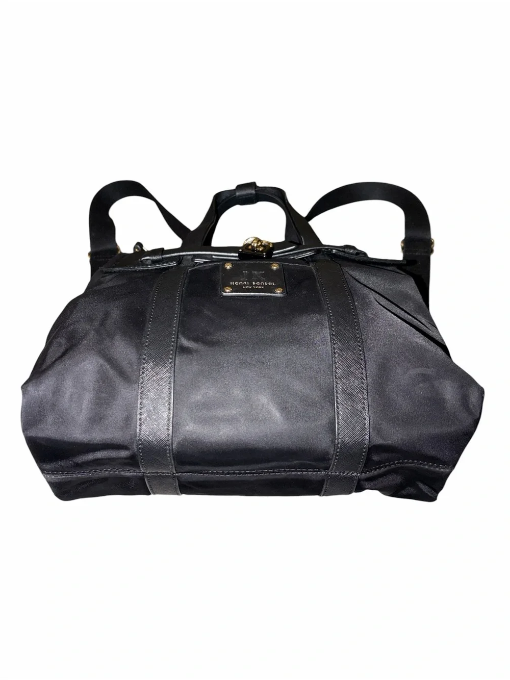 Henri Bendel Jetsetter Convertible Backpack Black Nylon Leather Wardrobe Staple